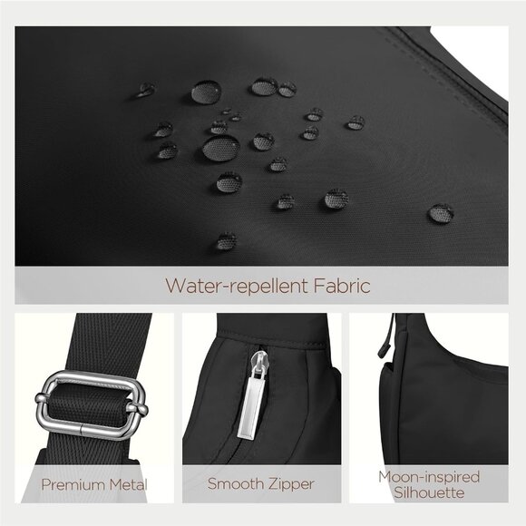 Versatile Nylon Crescent Tote - Multi-Pocket Shoulder Bag for Daily Essentials - Picture 5 of 7